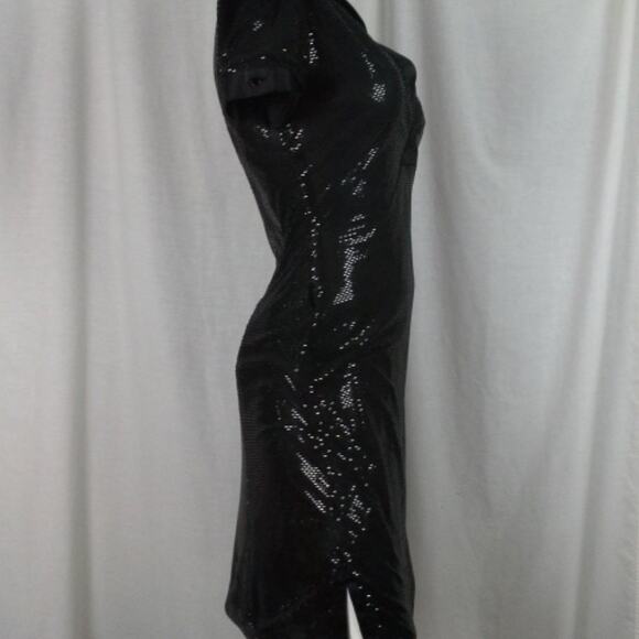RICHARD TYLER Vintage 1990's Little Black Dress Sexy Sheer Sequin Cocktail Dress - Picture 4 of 10